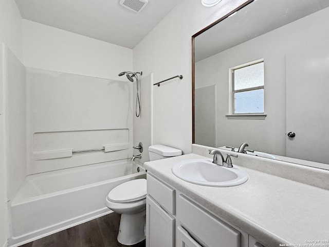 1222 Bobcat Pass, San Antonio, TX 78251 - bathroom featuring vanity, wood finished floors, and  shower combination