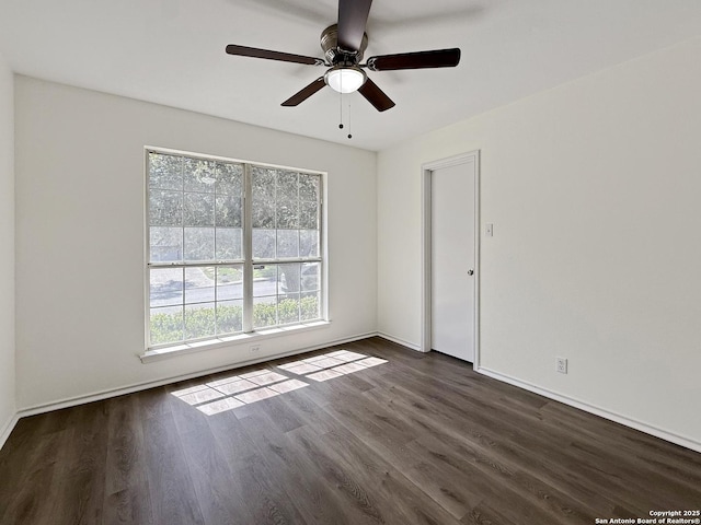 1222 Bobcat Pass, San Antonio, TX 78251 - unfurnished room featuring dark wood-style flooring and ceiling fan