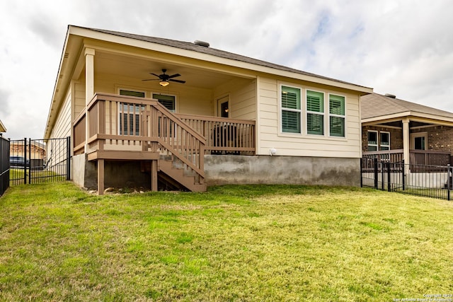 13119 Sulphur Trl, San Antonio, TX 78253 - back of house featuring ceiling fan and stairs