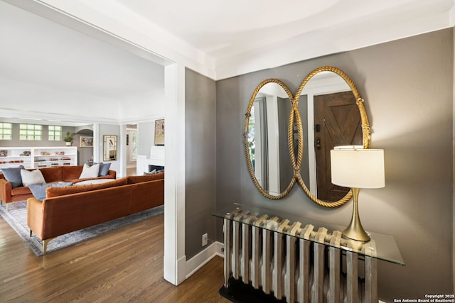 133 E Mistletoe Ave, San Antonio, TX 78212 - hall featuring wood finished floors and radiator heating unit