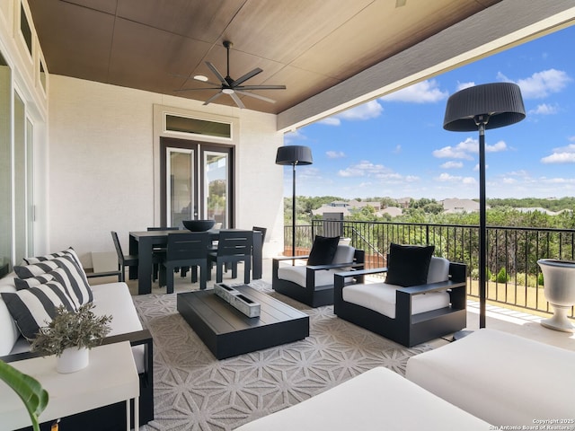 25022 Dulzura, San Antonio, TX 78261 - view of patio featuring outdoor lounge area, ceiling fan, and outdoor dining area