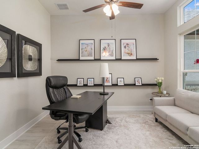 25022 Dulzura, San Antonio, TX 78261 - home office featuring wood finished floors and ceiling fan