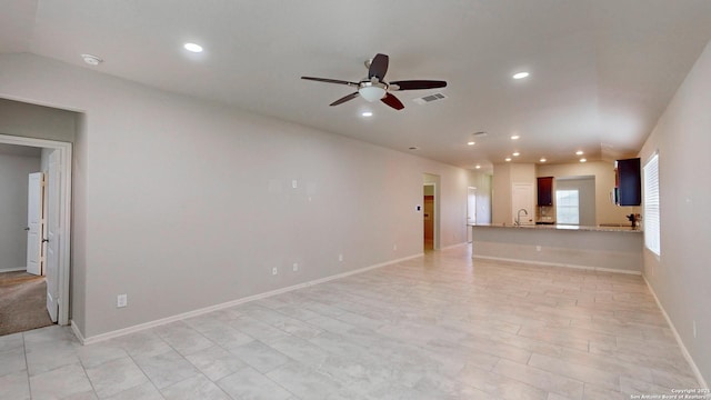 2076 Meadow Pipit, New Braunfels, TX 78130 - unfurnished living room featuring ceiling fan and recessed lighting