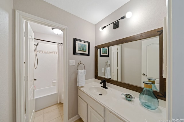 3118 Limestone, San Antonio, TX 78253 - bathroom with vanity, tile patterned flooring, and shower / tub combo