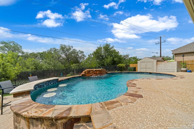 3118 Limestone, San Antonio, TX 78253 - view of pool featuring a fenced backyard and a shed