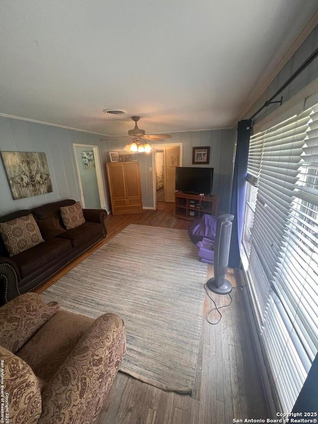 4849 Briarbend, Houston, TX 77035 - living room featuring wood finished floors and ceiling fan