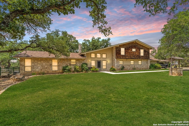 33171 Blanco Rd, Bulverde, TX 78163 - view of front of home featuring stone siding and a chimney