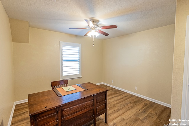 5038 Sandhill Crane, San Antonio, TX 78253 - unfurnished office featuring light wood-style floors, a ceiling fan, and a textured ceiling