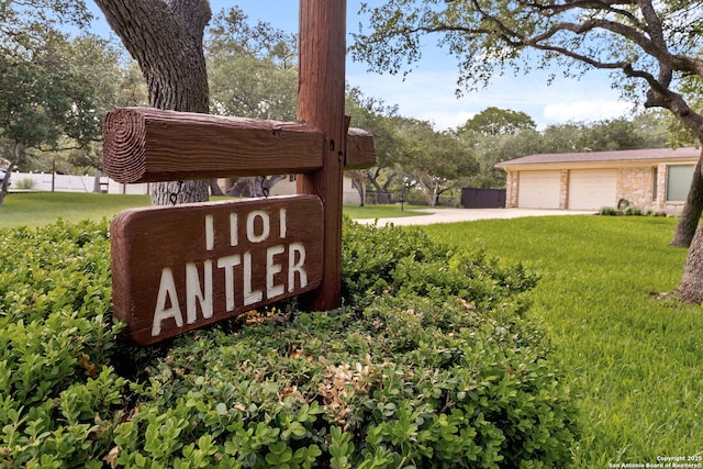 1101 Antler, Schertz, TX 78154 - community / neighborhood sign with a lawn and a detached garage