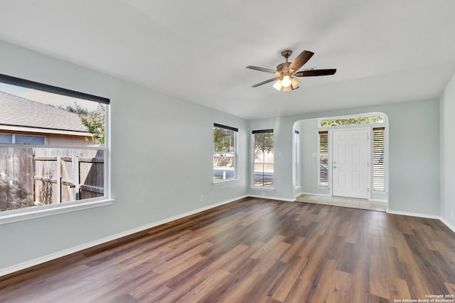 603 Starling Crk, New Braunfels, TX 78130 - unfurnished room with wood finished floors and a ceiling fan