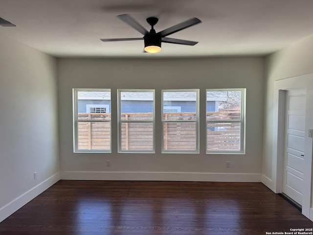 1306 Nolan, San Antonio, TX 78202 - spare room with dark wood finished floors and a ceiling fan