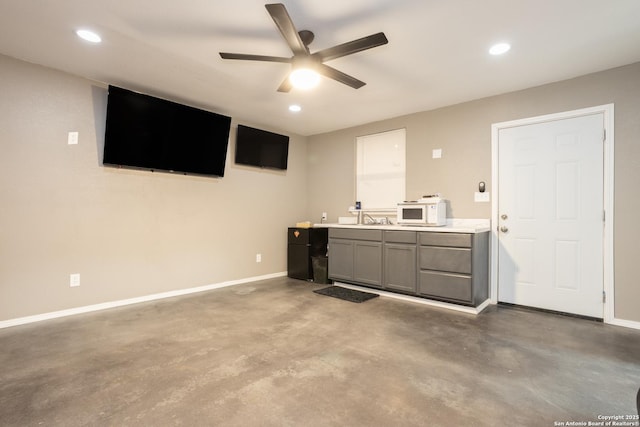 309 Meandering Way, Del Rio, TX 78840 - bar with a ceiling fan, concrete floors, and recessed lighting