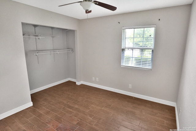 7730 Pipers Vw, San Antonio, TX 78251 - unfurnished bedroom with wood finished floors, a closet, and a ceiling fan