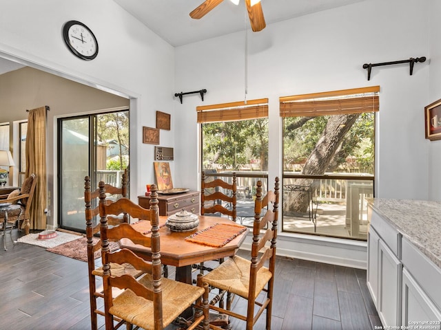 9715 Laurel Oaks, San Antonio, TX 78240 - dining room with healthy amount of natural light, ceiling fan, and dark wood-style floors