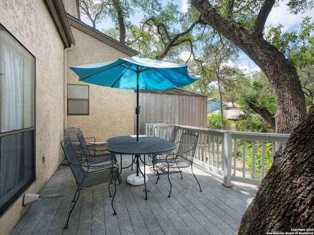 9715 Laurel Oaks, San Antonio, TX 78240 - wooden deck with outdoor dining space