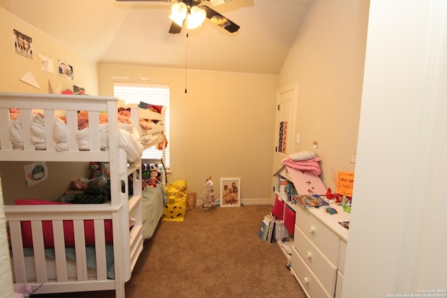 2514 Ladera Bnd, San Antonio, TX 78261 - bedroom featuring lofted ceiling, carpet, and ceiling fan