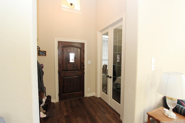 2514 Ladera Bnd, San Antonio, TX 78261 - foyer entrance with french doors and dark wood-type flooring
