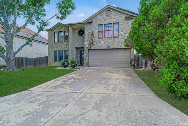 7907 Donshire, Converse, TX 78109 - view of front facade with stone siding, driveway, and a garage