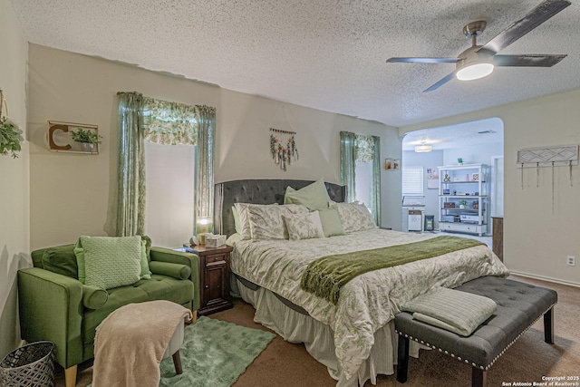 7907 Donshire, Converse, TX 78109 - carpeted bedroom with ceiling fan and a textured ceiling
