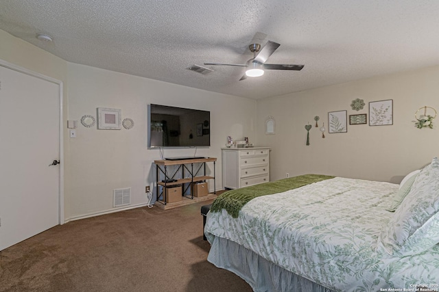 7907 Donshire, Converse, TX 78109 - bedroom with carpet floors, a textured ceiling, and ceiling fan