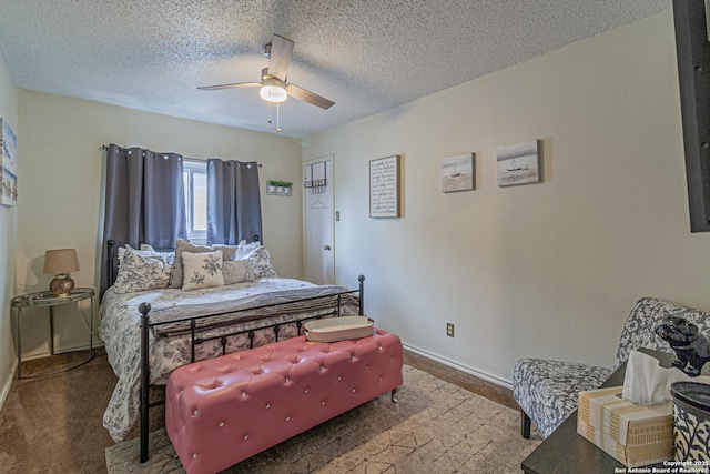 7907 Donshire, Converse, TX 78109 - carpeted bedroom with a textured ceiling and ceiling fan