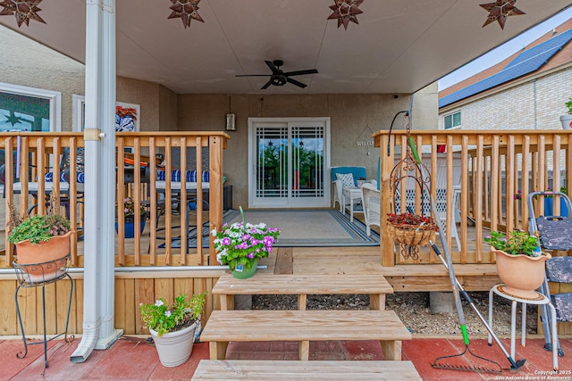 7907 Donshire, Converse, TX 78109 - wooden terrace featuring ceiling fan