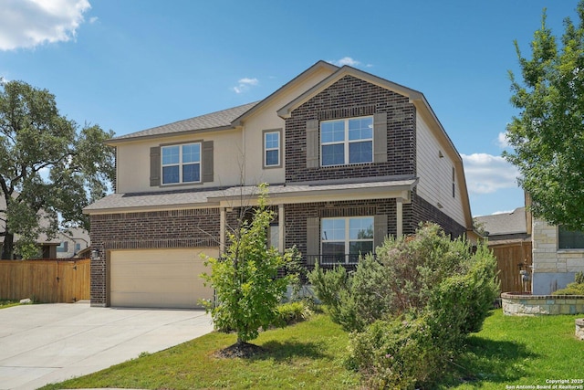 11518 Biddle, San Antonio, TX 78253 - traditional-style home featuring brick siding, an attached garage, driveway, and a shingled roof