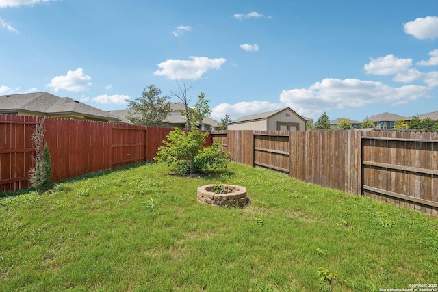 11518 Biddle, San Antonio, TX 78253 - fenced backyard featuring a fire pit