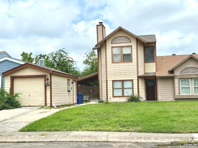 11733 Spring Rdg, San Antonio, TX 78249 - view of front of home featuring a chimney, cooling unit, and concrete driveway