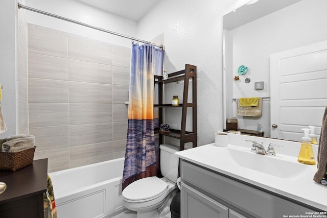 11631 Troubadour, San Antonio, TX 78245 - full bathroom featuring vanity, shower / bath combo, and a textured wall