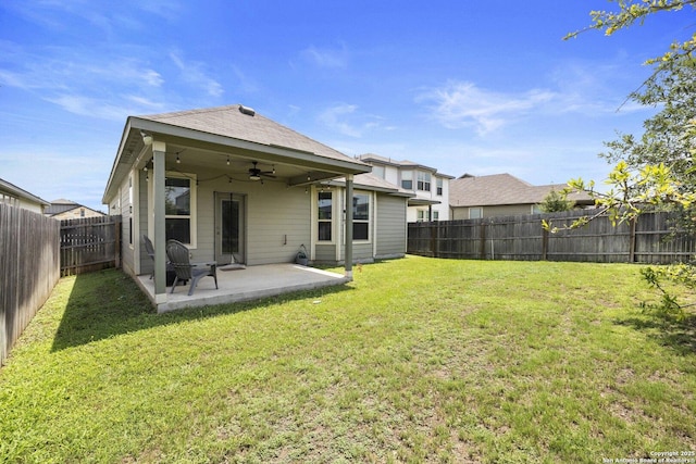11631 Troubadour, San Antonio, TX 78245 - rear view of house featuring ceiling fan, a patio, and a fenced backyard