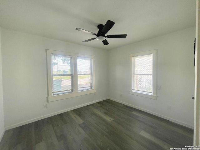 3022 El Paso, San Antonio, TX 78207 - unfurnished room with dark wood-style flooring and a ceiling fan