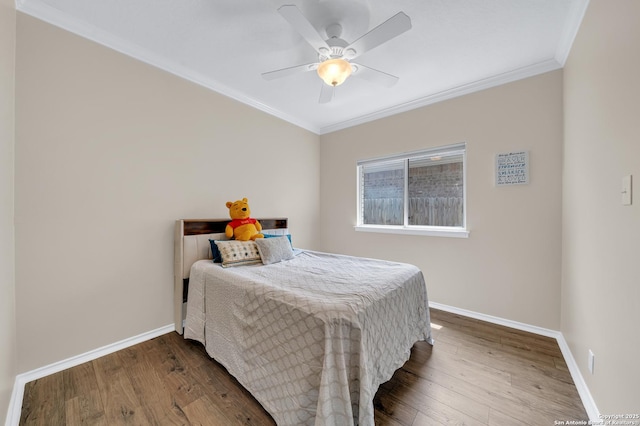 11546 Creek Bow, San Antonio, TX 78253 - bedroom featuring crown molding, wood finished floors, and ceiling fan