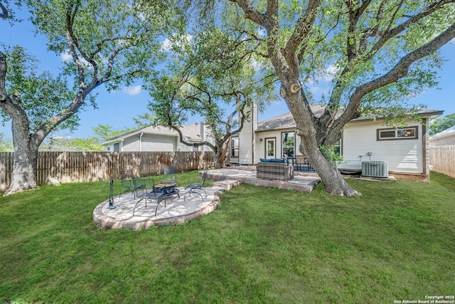 11546 Creek Bow, San Antonio, TX 78253 - fenced backyard featuring a fire pit and a patio