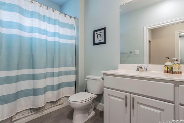 13822 Greater Straw, San Antonio, TX 78254 - full bath with vanity, wood finished floors, and curtained shower