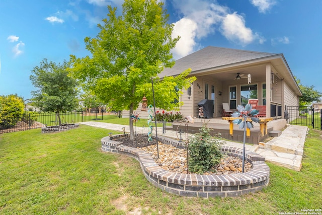 13822 Greater Straw, San Antonio, TX 78254 - fenced backyard featuring ceiling fan and a patio area