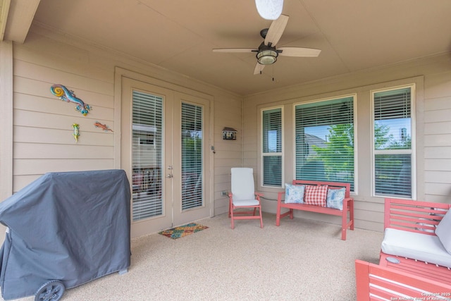 13822 Greater Straw, San Antonio, TX 78254 - view of patio / terrace featuring a ceiling fan and french doors
