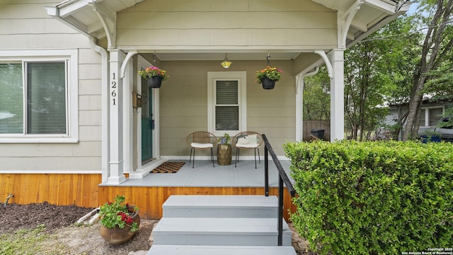 1261 Mill, New Braunfels, TX 78130 - doorway to property featuring a porch