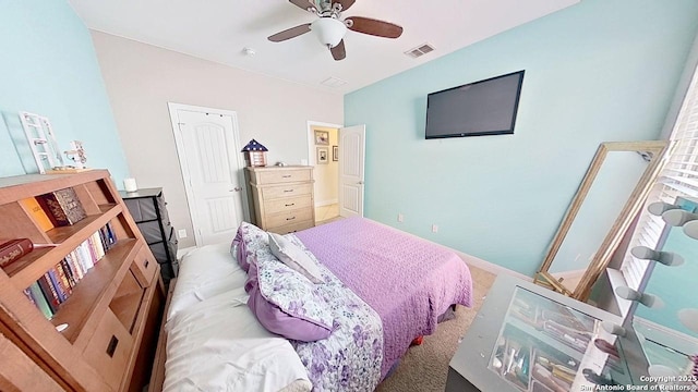3822 Cordoba Crk, San Antonio, TX 78259 - bedroom with light colored carpet and ceiling fan