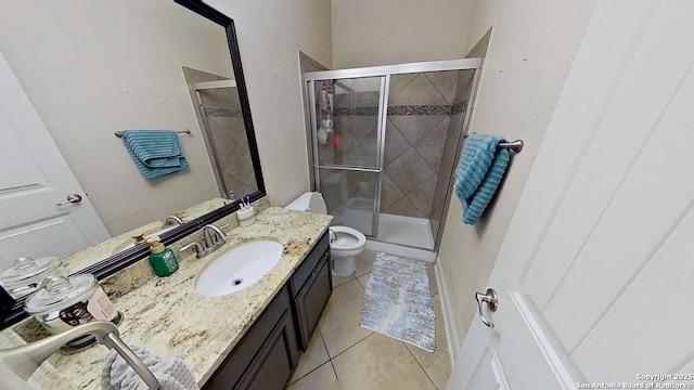 3822 Cordoba Crk, San Antonio, TX 78259 - bathroom with vanity, tile patterned flooring, and a shower stall