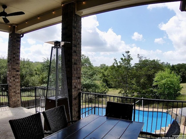 3822 Cordoba Crk, San Antonio, TX 78259 - view of patio / terrace with a ceiling fan and outdoor dining space