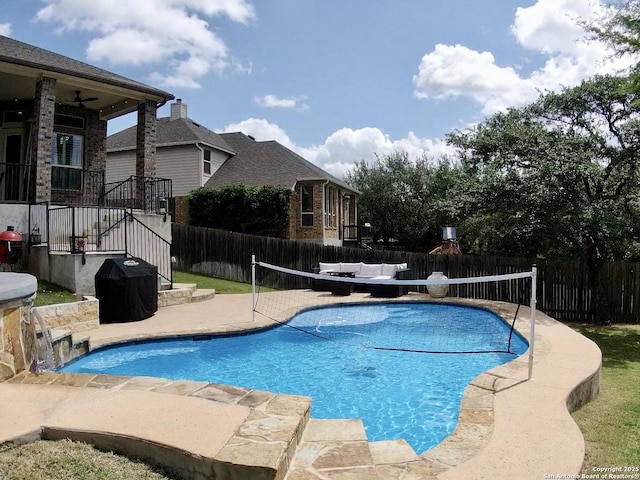 3822 Cordoba Crk, San Antonio, TX 78259 - view of pool with a fenced backyard, a patio area, and outdoor lounge area