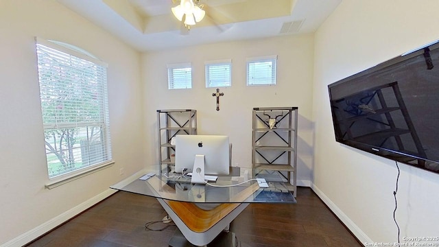 3822 Cordoba Crk, San Antonio, TX 78259 - office space featuring wood finished floors and a ceiling fan