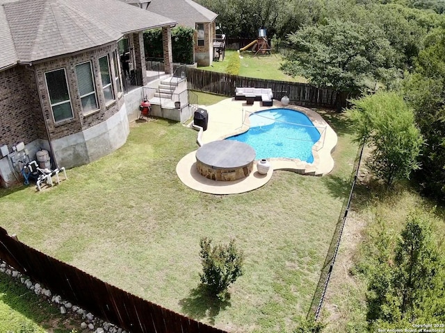 3822 Cordoba Crk, San Antonio, TX 78259 - view of swimming pool with a fenced backyard and a patio area