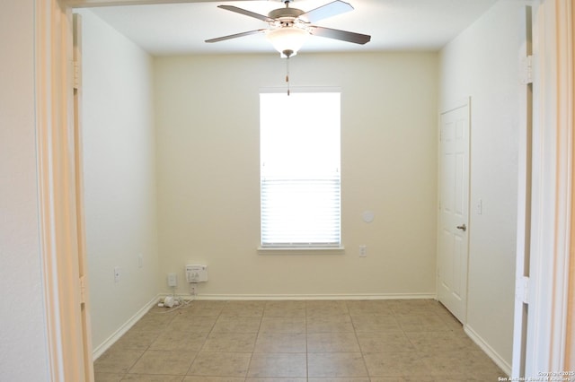 7431 Magnolia Blf, San Antonio, TX 78218 - unfurnished room with ceiling fan, plenty of natural light, and light tile patterned flooring