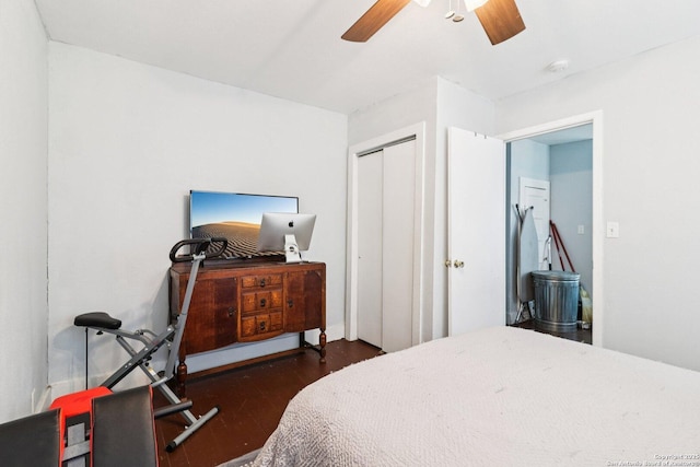 107 W Gilbert, Falls City, TX 78113 - bedroom with a closet and a ceiling fan
