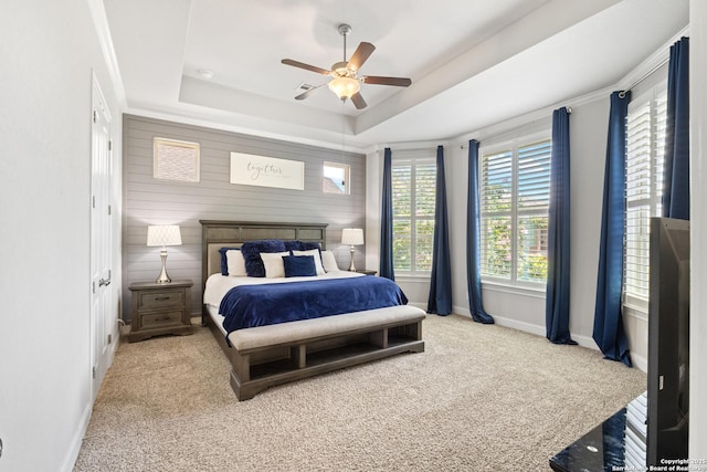 11910 Wilby, San Antonio, TX 78253 - bedroom with carpet floors, ceiling fan, and a raised ceiling