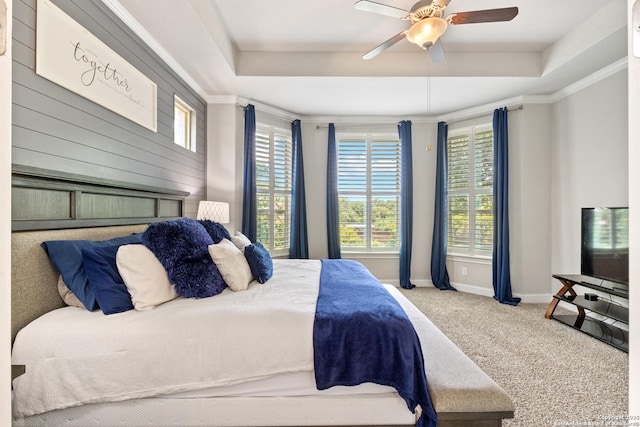 11910 Wilby, San Antonio, TX 78253 - carpeted bedroom featuring a raised ceiling, ceiling fan, and ornamental molding
