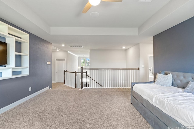 11910 Wilby, San Antonio, TX 78253 - sitting room featuring carpet floors, ceiling fan, recessed lighting, and an upstairs landing