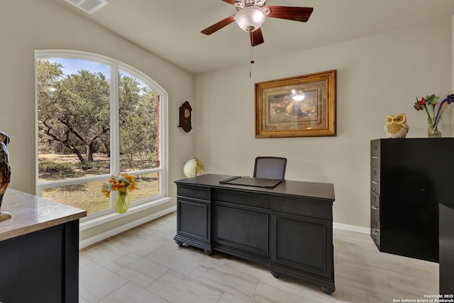 577 River Chase, New Braunfels, TX 78132 - office area featuring plenty of natural light and a ceiling fan